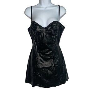 Sz.XL*DR*Black Faux Leather Micro-Mini Dress-NWT
